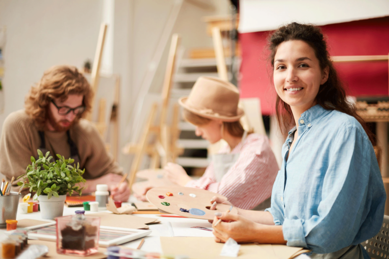 Art therapy session in progress, potentially for substance recovery programs Art therapy session in progress, potentially for substance recovery programs