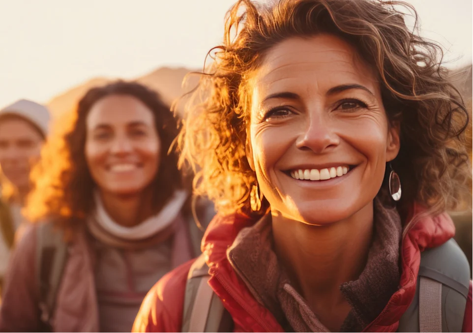 happy group on a therapeutic outdoor journey in montana, enhancing mental health