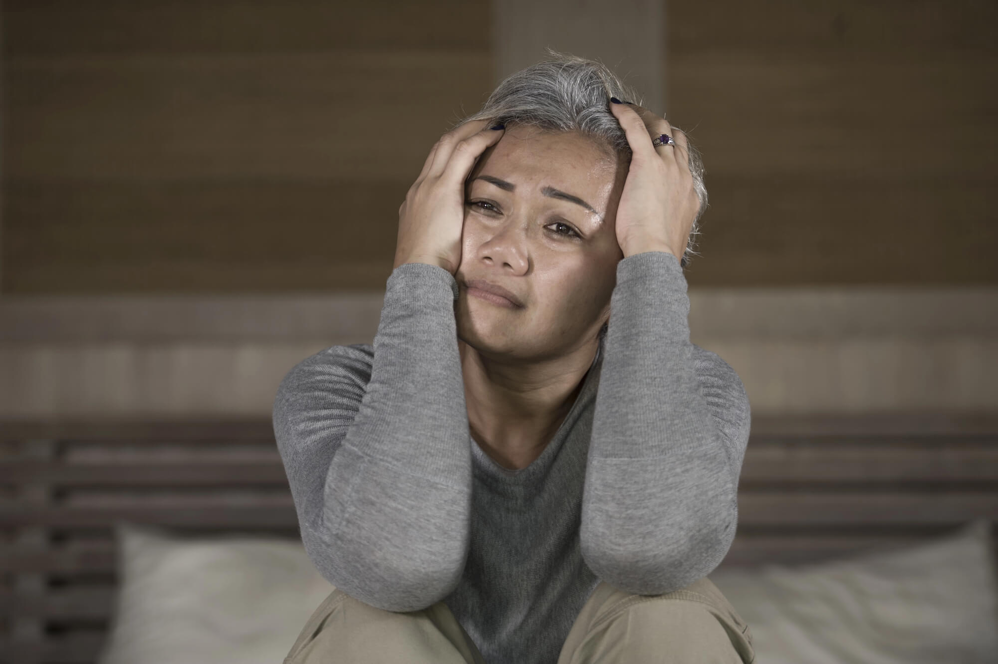 depressed middle aged woman Group of young friends posing together during a hike as part of their therapeutic outdoor activity for kratom addiction