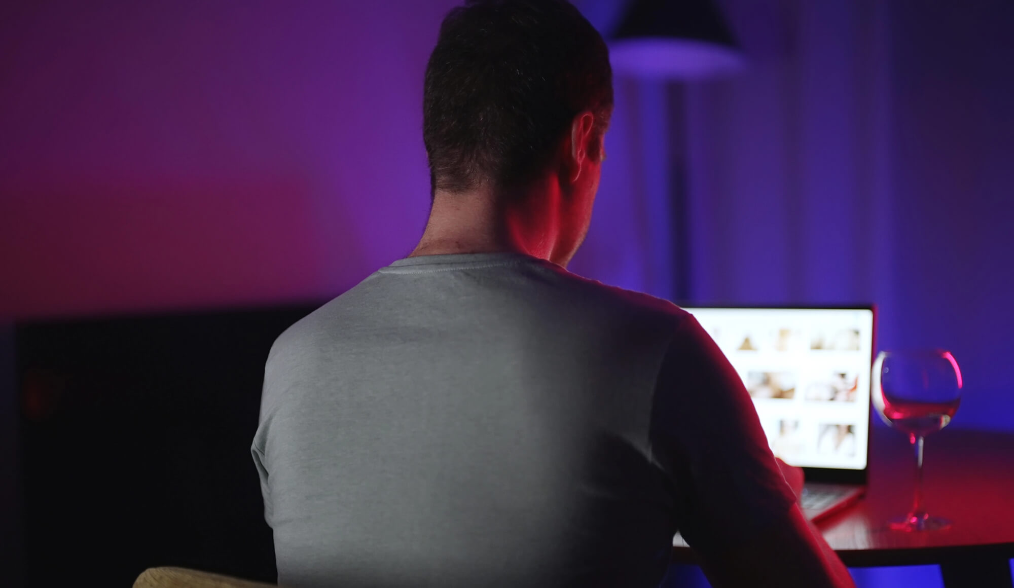 Porn Addiction Treatment Program man secretly watching porn at night