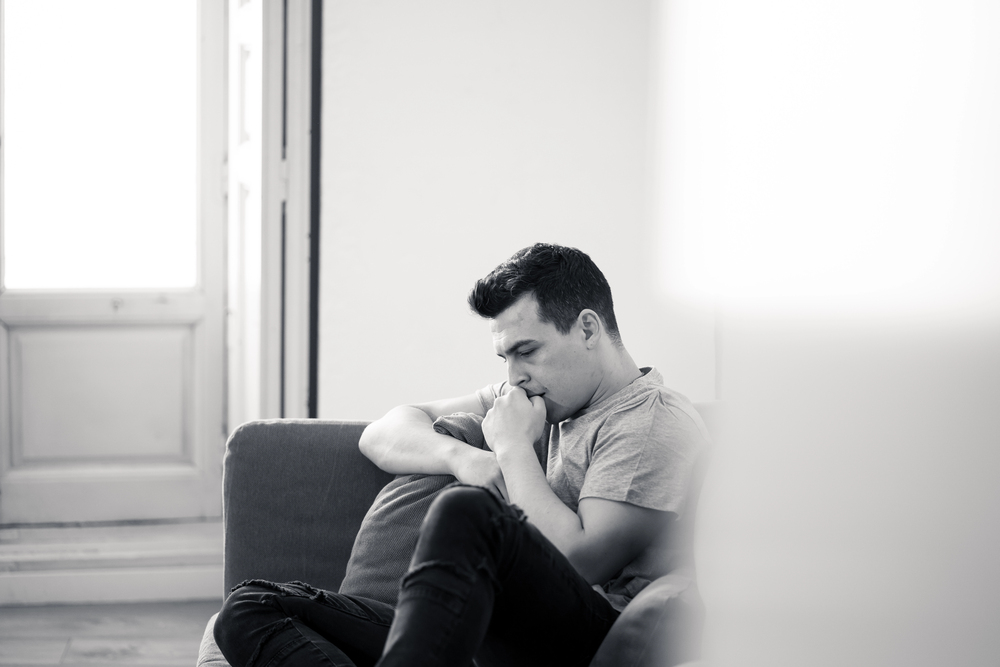 A man showing symptoms of substance use disorder.